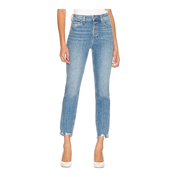 Paige Jeans Sarah Slim Distressed button fly blue size 24 - Picture 1 of 8